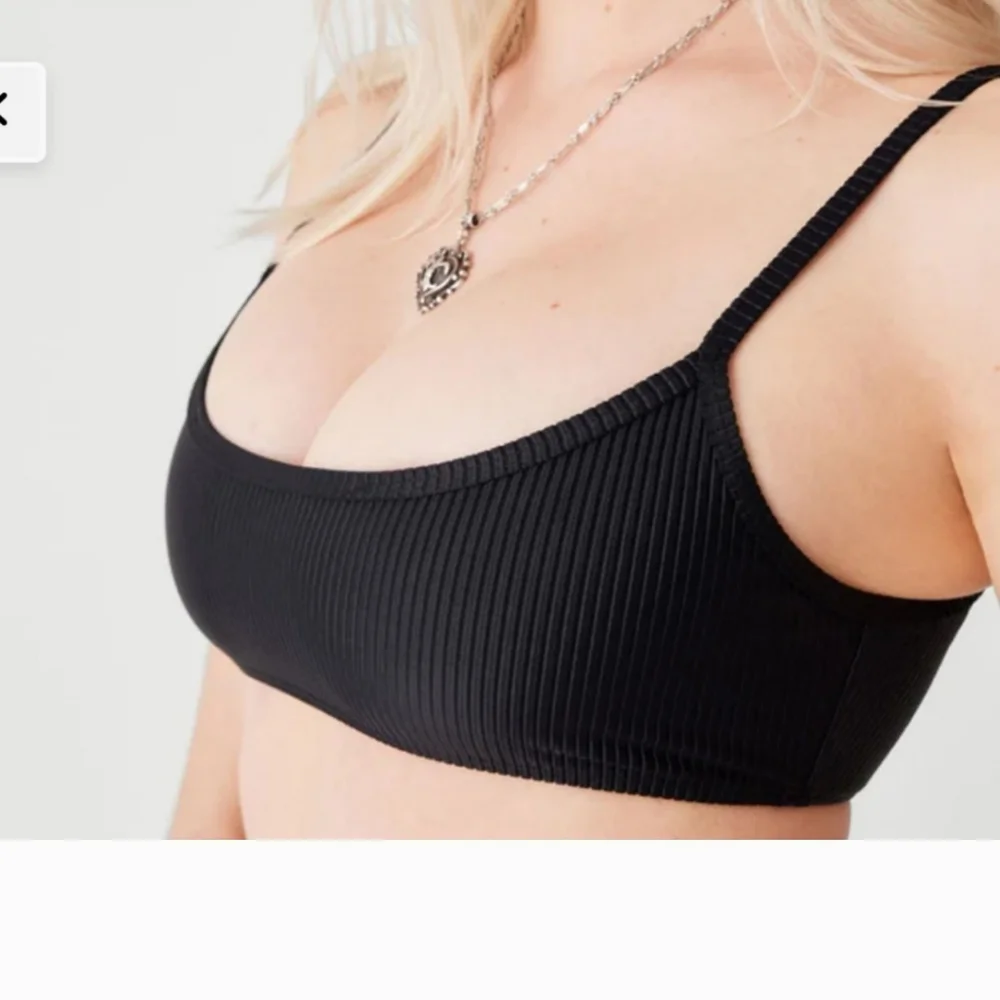 Frankie's Bikinis Black Ribbed Scoop Bikini Top